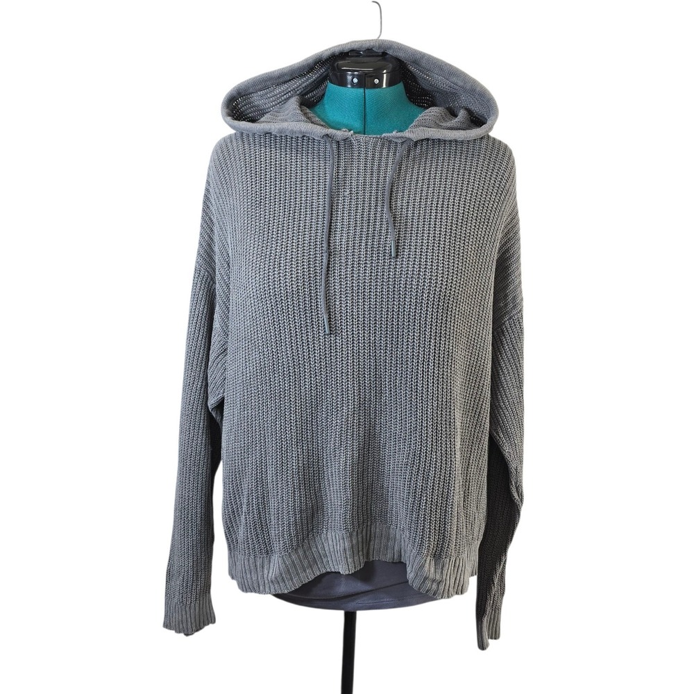 Aerie Gray Knit Hooded Sweater
